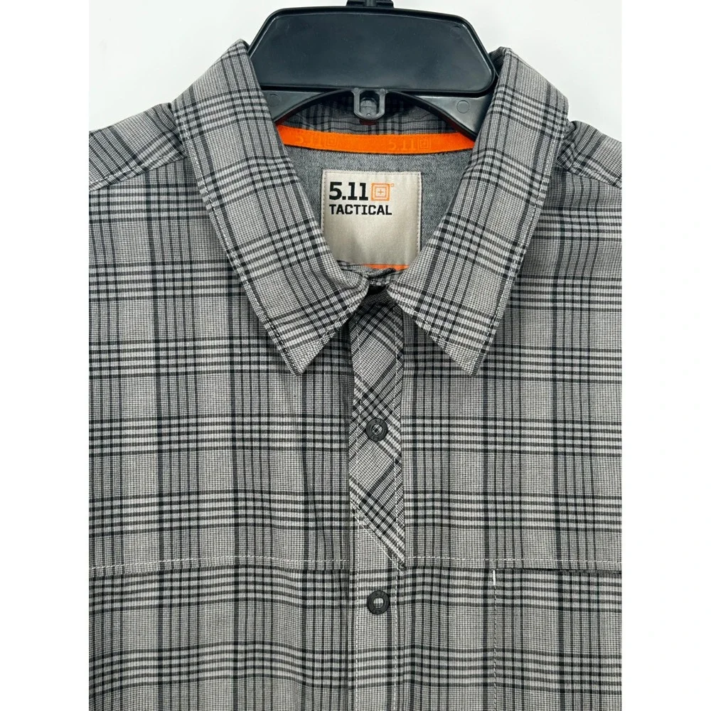 NEW 5.11 Tactical Men's LARGE Peak Long Sleeve Plaid Shirt Gray - Picture 4 of 11